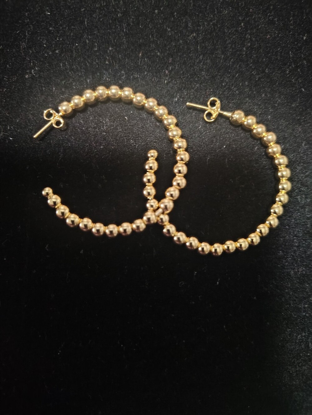 Gold Beaded Hoop Earrings - Women Jewelry